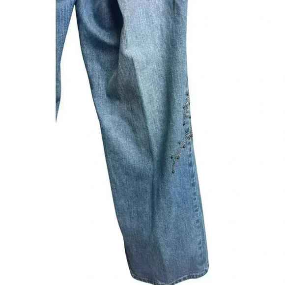 Harley Davidson Studded and Embroidered Flames Women's Jeans 12 Petite - Picture 8 of 10